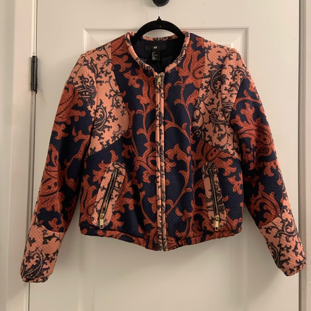 Women's Patterned Jacket - Black and Orange